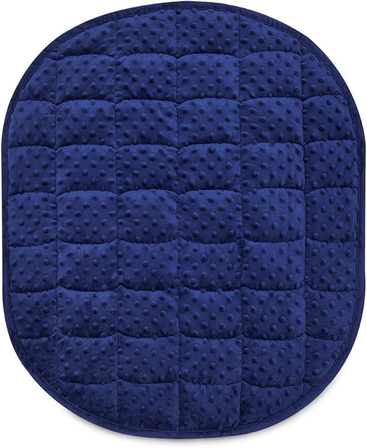 TONGDADA Weighted Lap Blanket 7lbs for Adult,Perfect for Relaxation, Lounging, Napping, Sleeping & Travel,Luxury Minky Weighted Body Blanket,Weighted Throw Blanket-Navy Minky Dot, 29" x 24"