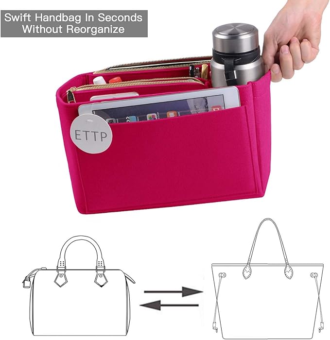 Purse Organizer, Felt Bag Organizer Insert Purse Organizer For LV Speedy, Neverfull, Tote, Handbag,Shaper 5 Sizes