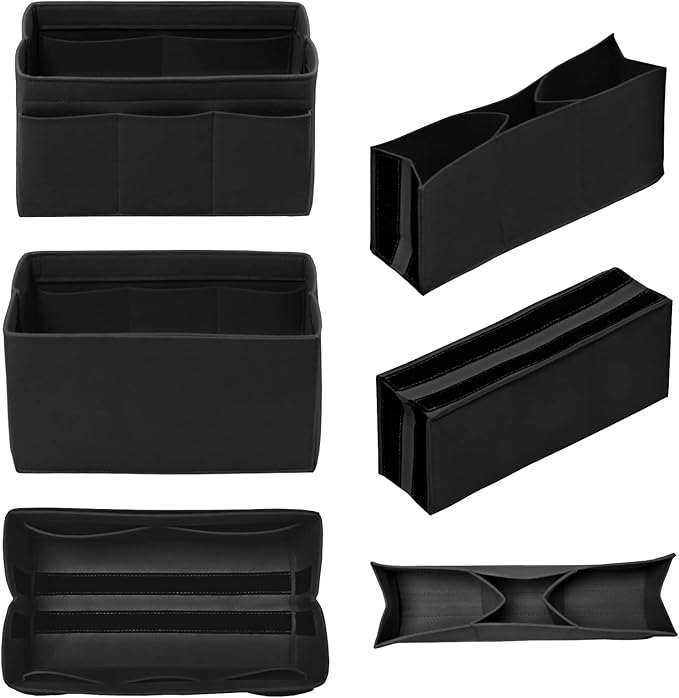 DailyPlus Purse Organizer Insert Felt Bag Organizer Handbag Organizer Insert Bag In Bag Organizer for Tote Purse Bag 14 Pockets Black Large