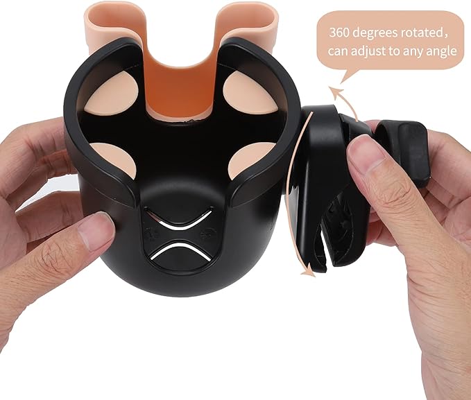 Accmor Stroller Cup Holder with Phone Holder, Bike Cup Holder, Universal Cup Holder for Uppababy Nuna Doona Strollers, 2-in-1 Cup Phone Holder for Stroller Bike Wheelchair Walker Accessory