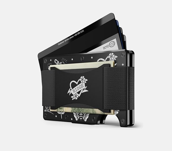 Ridge Wallet for Men - Slim Minimalist Compact Wallet and Card Holder, RFID Protected Front Pocket Wallets for Men with Integrated Cash Strap