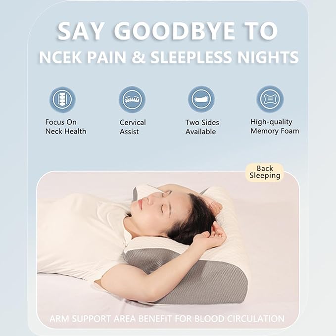 Neckhaven Pillow, Cervical Neck Pillow, Dreamers Relief Pillow for Pain Relief & Sleeping, Ergonomic Contour for Side Sleepers, Necks and Shoulder Support