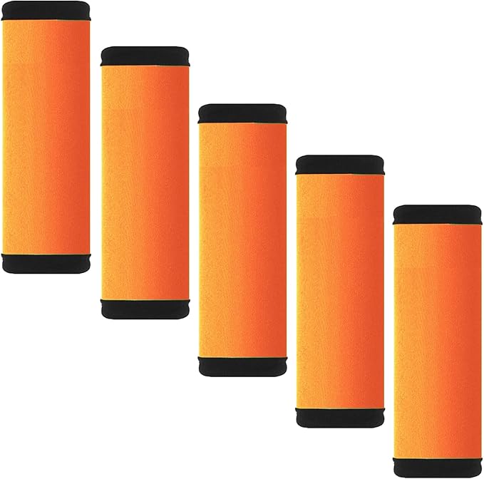 Hibate 5pcs Neoprene Luggage Handle Wrap for Suitcase Identifier Luggage Makers Covers Wraps Travel Accessories - Fluorescent Orange