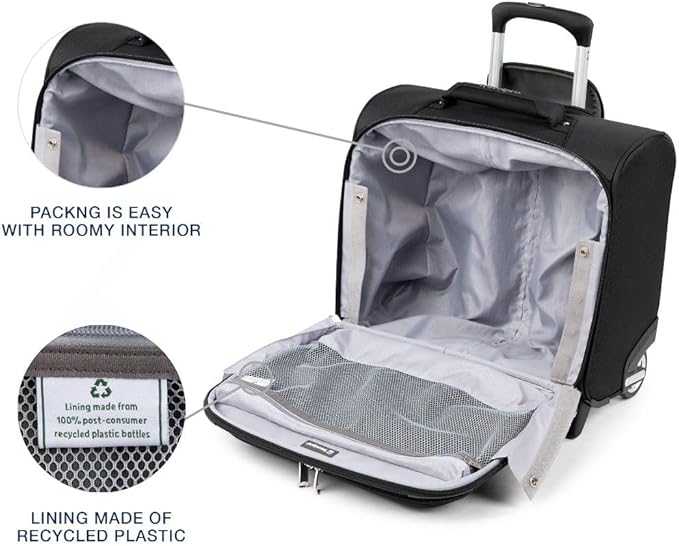 Travelpro Maxlite 5 Softside Lightweight Rolling Underseat Tote Upright 2 Wheel Bag, Men and Women, 14-Inch — Black