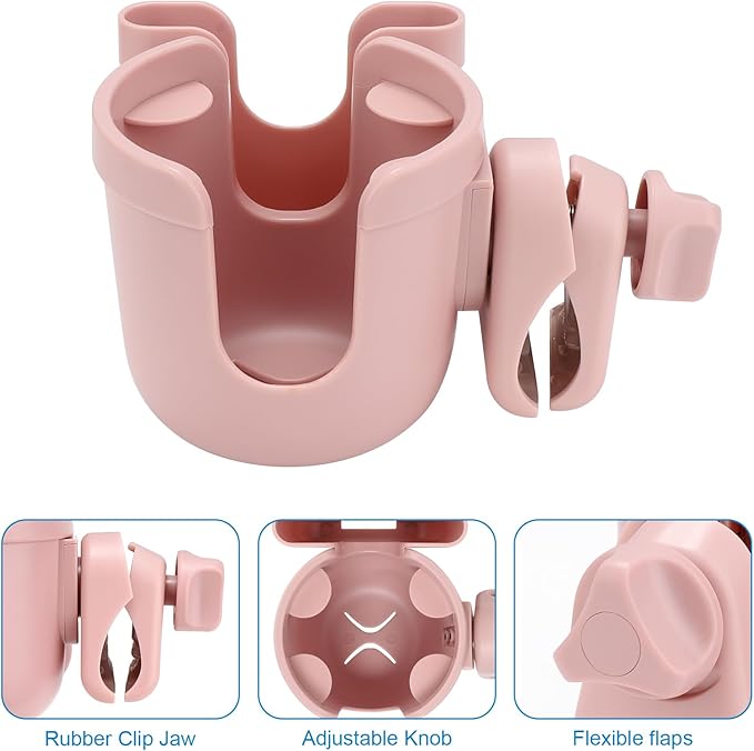 Accmor Stroller Cup Holder with Hook, Bike Cup Holder, Universal Cup Holder for Uppababy Nuna Doona Strollers, 2-in-1 Cup Phone Holder for Stroller Bike Wheelchair Walker Accessory