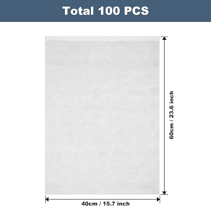 100 15.7" x 23.6" Pcs White Dust Bags for Shoes, Handbags, and Travel Storage, Non-Woven Fabric Shoe Bags, Portable Storage Organizer for Closet, Boots, and Accessories