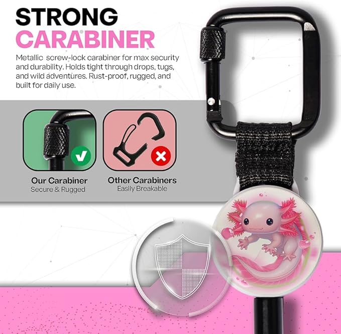ClutchLoop Anti-Theft Phone Tether - Universal Adhesive Anchor, Retractable Steel Line and Locking Carabiner