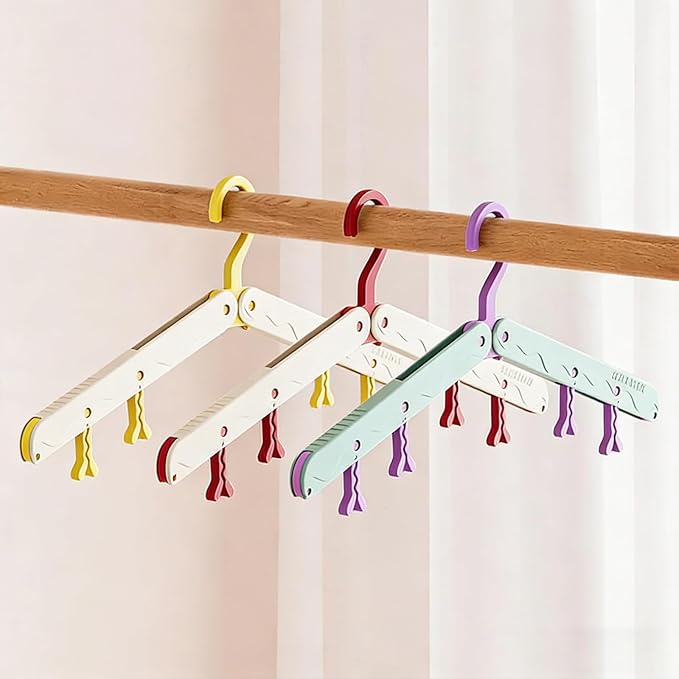 10 Pcs Modular Folding Travel Hangers (Beige/Red), MAX Space Saving Collapsible Hangers for Cruise, RV, and Luggage | Durable Two-Tone Set (Beige/Red)