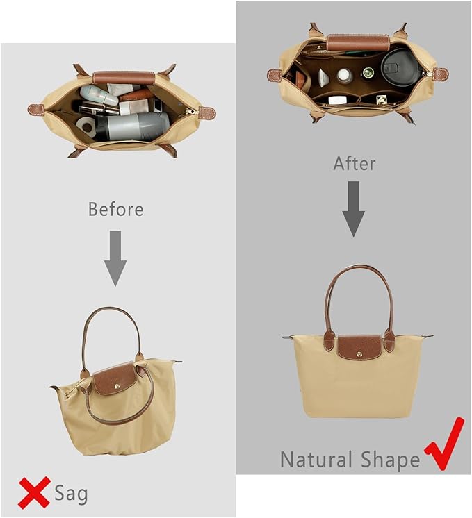 ZTUJO Purse Organizer Insert For Handbag & Tote Shaper,Tote Bag Organizer Insert For Speedy Neverful, 6 Sizes(Large,Silky Brown)