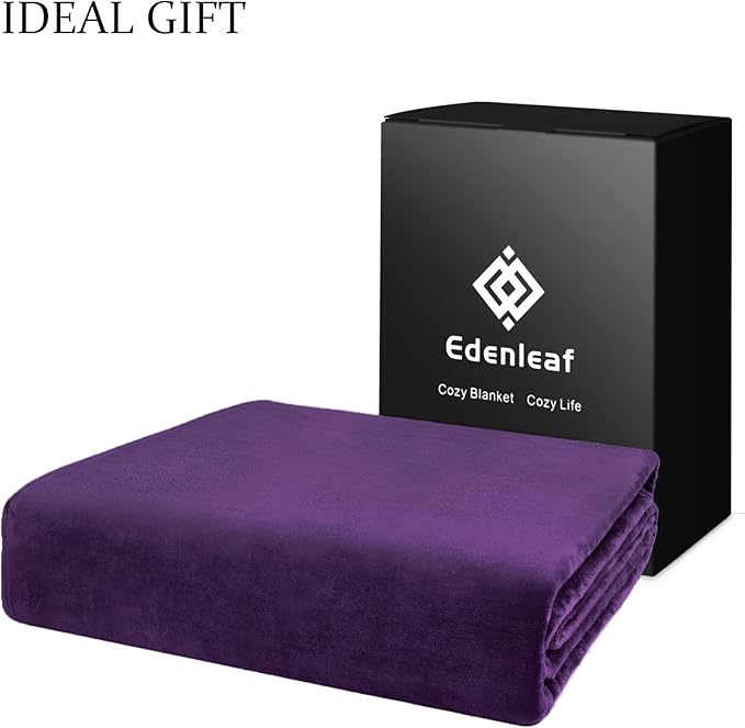 Big Oversized Soft Fleece Blanket, Giant California King Warm Blanket for Whole Family, Bed, Sofa, Couch, Travel and Camping 120x120 Purple