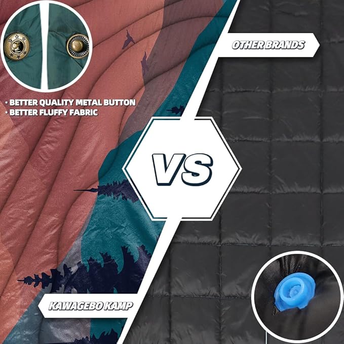 Outdoor Camping Blanket - Puffy Camping Blanket Packable,Sherpa Fleece Warm Blanket for Camping, Outdoors, Travel, Stadium, Festivals, Beach, Hammock 56"x 78" Machine Washable, DWR, Lightweight