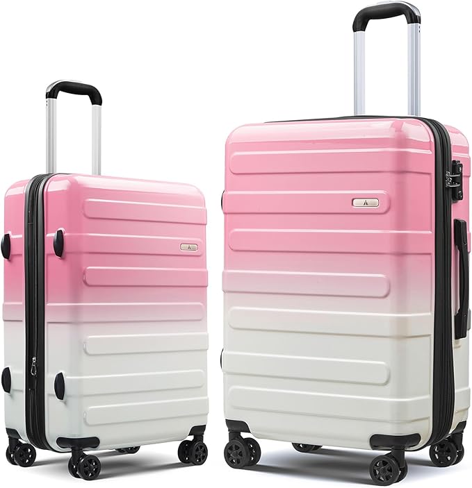Carry on Luggage 2 Sets(20in/24in) with Spinner Wheels, Lightweight PC+ABS Hard Shell Suitcases, Expandbale Storage & TSA Aprovel Lock