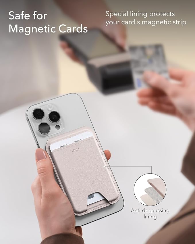 ESR Aura for MagSafe Wallet with Adjustable Stand, RFID Blocking, 5 Card Holder for Phone Case, Slim Magnetic Wallet for iPhone 17e/17/16/15/14/13/12 Series, Not for 13/12 Mini,Desert Titanium