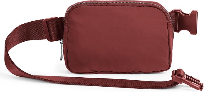 ODODOS Unisex Mini Belt Bag with Adjustable Strap Small Fanny Pack for Workout Running Traveling Hiking, Wine