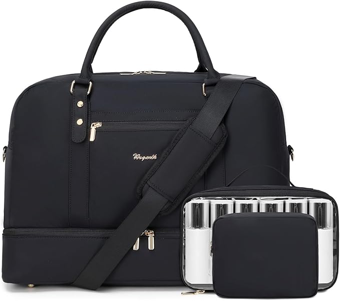 Wogarl Weekender Bags for Women Large Overnight Bag Weekend Travel Duffel Bag Carry on Shoulder with Shoe Compartment Toiletry Bag for Travel Business Gym