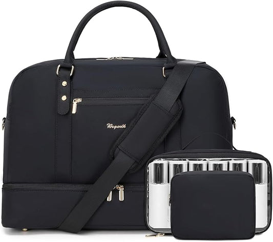 Wogarl Weekender Bags for Women Large Overnight Bag Weekend Travel Duffel Bag Carry on Shoulder with Shoe Compartment Toiletry Bag for Travel Business Gym