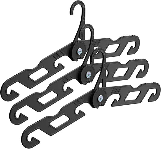NICEDACK Premium Travel Hangers 3 Pack Portable Folding Clothes Hangers - Super Bearing Collapsible Hanger Foldable Clothes Drying Rack for Travel, Indoor and Outdoor Use (3 Pack Black)