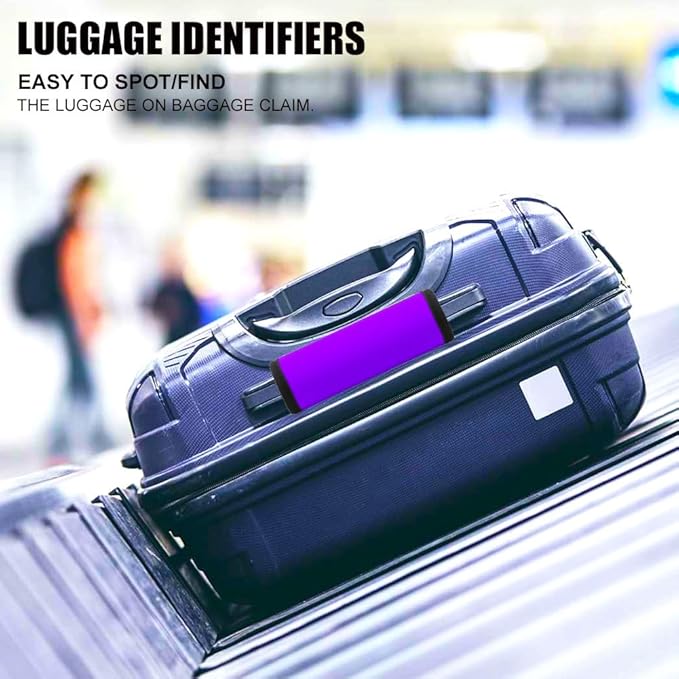 Luggage Handle Wrap 6 Pack-Neoprene Luggage Handle Wraps for Suitcase/Beach Bag/Backpacks Bright Suitcase Identifiers Travel Accessories for Airplane (Purple)