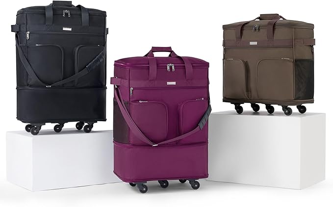 Hanke Expandable Large Suitcase 4 Wheels Lightweight Collapsible,Foldable Suitcases &Travel Bags Hand Luggage Extend 20/24/28 inch Suitcases Duffel Bag Without Telescopic Handle for Men & Women