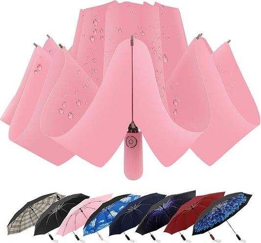 ZDSSM Compact Inverted Travel Umbrella, Automatic Open Close, 9-Rib 46 Inch Windproof Umbrella, Waterproof UPF 50+, Portable Umbrellas for Men, Women, Travel, and Daily Use
