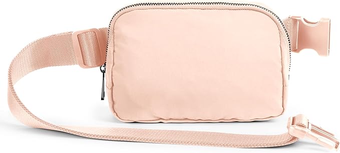 ODODOS Unisex Mini Belt Bag with Adjustable Strap Small Fanny Pack for Workout Running Traveling Hiking, Pale Coral