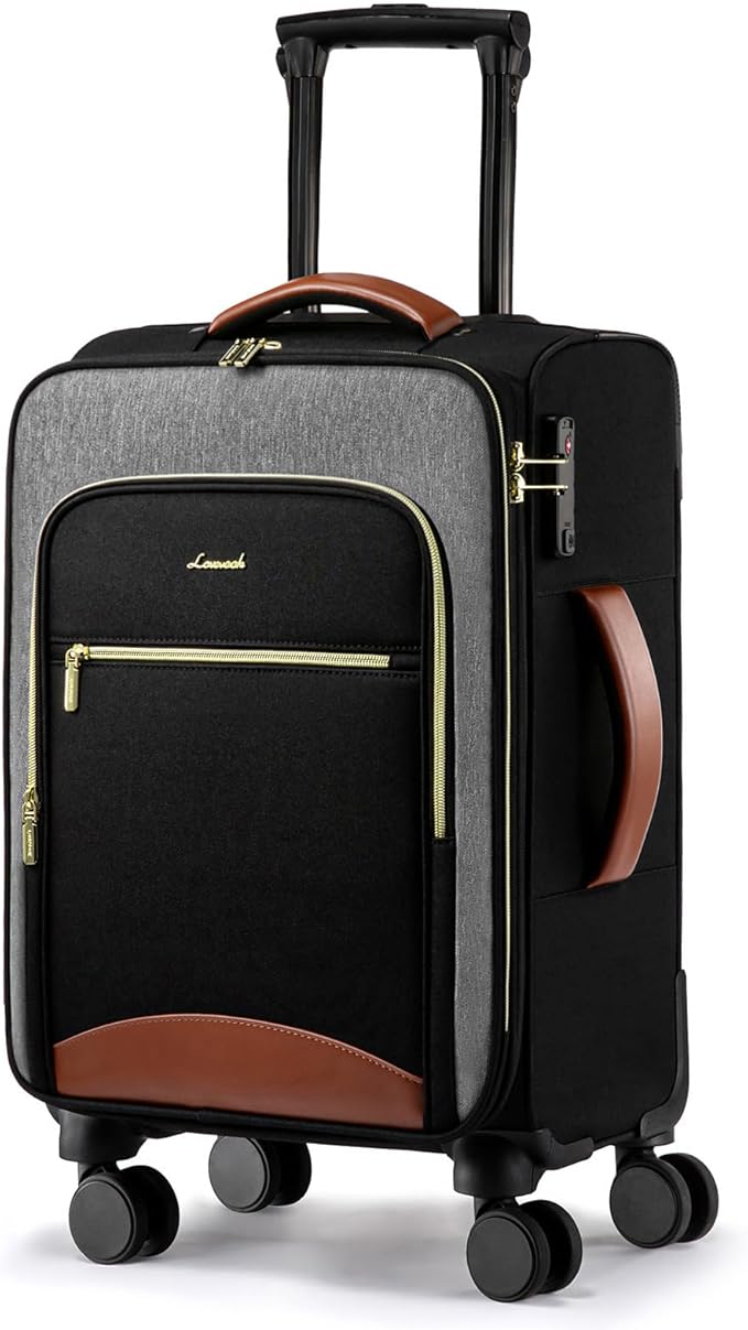 LOVEVOOK Carry On Luggage 22x14x9 Airline Approved, 20 Inch Softside Suitcases with Wheels, Lightweight Spinner Carry on Suitcase with TSA Lock, Water-Resistant Large Capacity Luggage for Travel