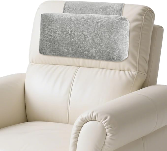 Chenille Neck Pillow for Sofa - Adjustable Headrest, Non-Slip Neck Support Cushion for Pain Relief, Comfortable Chair Pillow, Grey