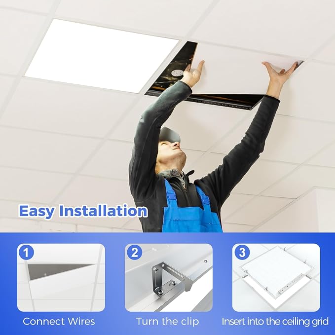 AIKVSXER 4 Pack 2x2 LED Flat Panel Light - Selectable 5 CCT 3000K-6500K & 5 Wattage 30-50W 5500Lm 0-10V Dimmable 2x2 led Drop Ceiling Lights 120-277V for Commercial and Home