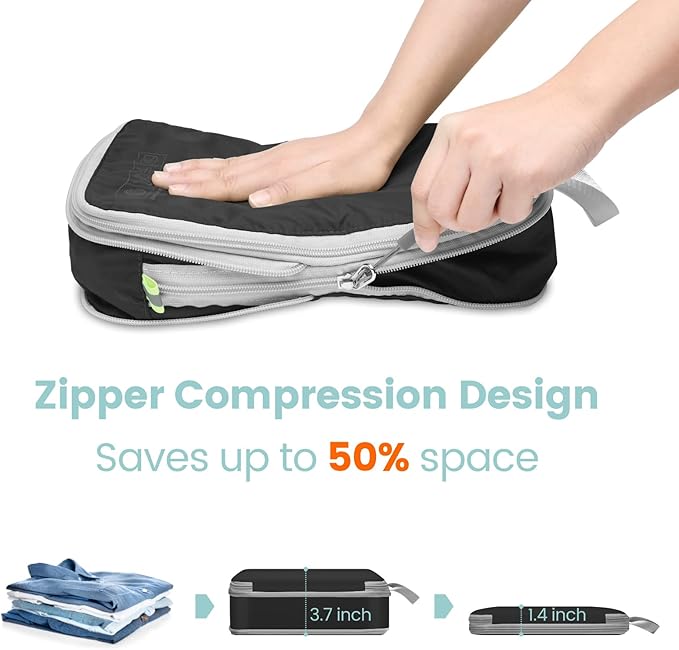 Cambond Compression Packing Cubes for Travel - Lightweight Expandable Travel Bags Luggage Organizers Travel Essentials Compression Cubes for Travel Space Saver for Carry on Suitcases Organizer