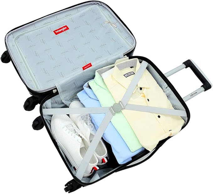 Wrangler Smart Spinner Hardside Luggage, 3 Piece Set, Navy Blue