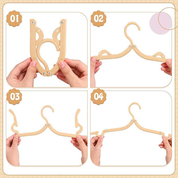 Teenyyou 12 Pcs Travel Hangers Cruise Ship Essentials Foldable Portable Plastic Vacation Hangers Non Slip Clothes Drying Rack Travel Accessories for Dormitory School Hotel Laundry (Stylish Color)