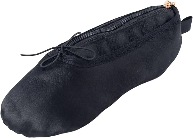 Ballet Dance Shoe Makeup Bag For Little Girls, Ballerina Slipper Makeup Pouch Bag, Ballet Pointe Shoes Gifts (Black)
