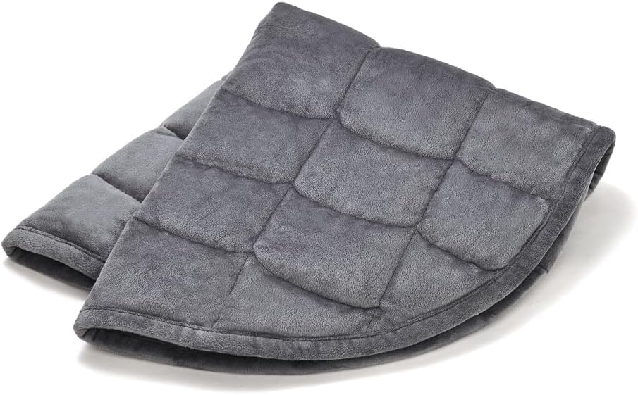 TONGDADA Weighted Lap Blanket 7lbs for Adult,Perfect for Relaxation, Lounging, Napping, Sleeping & Travel,Luxury Minky Weighted Body Blanket,Weighted Throw Blanket-Dark Grey Minky, 29" x 24"