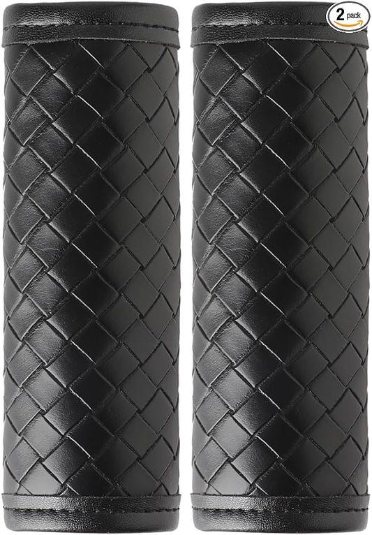 Leather Luggage Handle Wraps for Suitcase, 2 Pack Luggage Handle Cover Identifiers Tags Markers for Travel Accessories (Black 1)