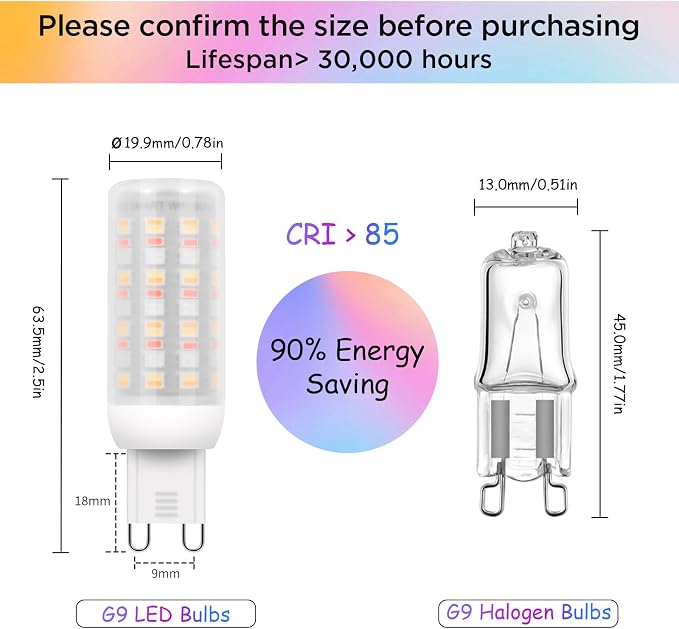 I-SHUNFA Wi-Fi RGBCW Smart G9 LED Bulbs,Compatible with Alexa/Google Home,Multicolour Dimmable,2700K-6500K,4W,400LM AC 120V,Brightness Adjustable 1%-100%,with Musical Rhythm LED Light Bulb,2 Pack