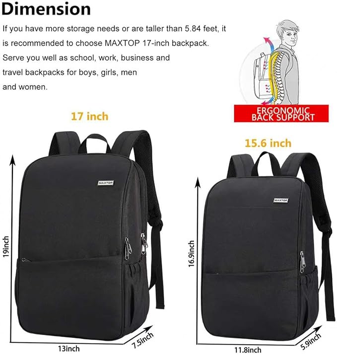 MAXTOP Deep Storage Laptop Backpack Business Anti-theft Backpacks[Water Resistant] College Computer Bookbag Fits 15 Inch Laptop Black