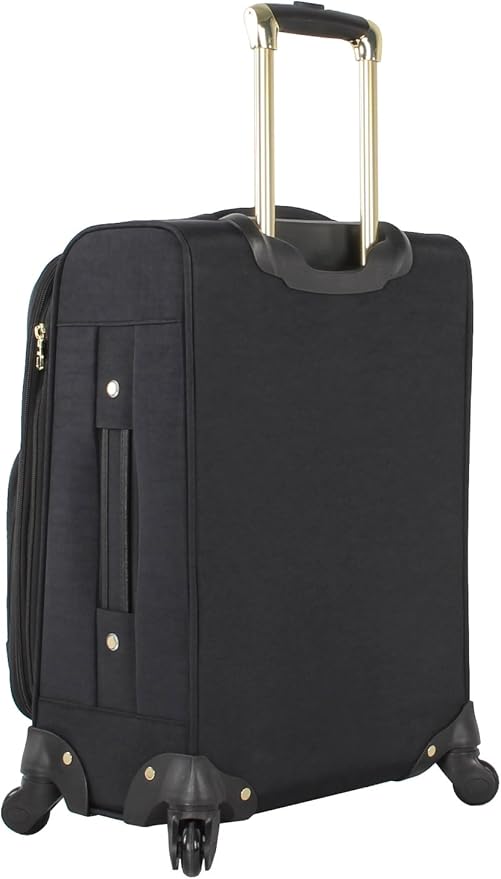 Steve Madden Designer-Gepckkollektion Leichter Softside-Koffer fr Damen und Herren strapazierfhige 50,8 cm groe Tragetasche mit 4 rollenden Spinner-Rdern, Peek-a-boo Black, 20in, Carry on Bag With