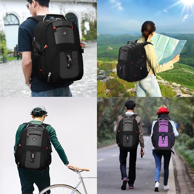 SHRRADOO Extra Large 50L Travel Laptop Backpack with combination lock, College High School Backpack Airline Approved Business Work Bag Fits 17 Inch Computer for Men Women