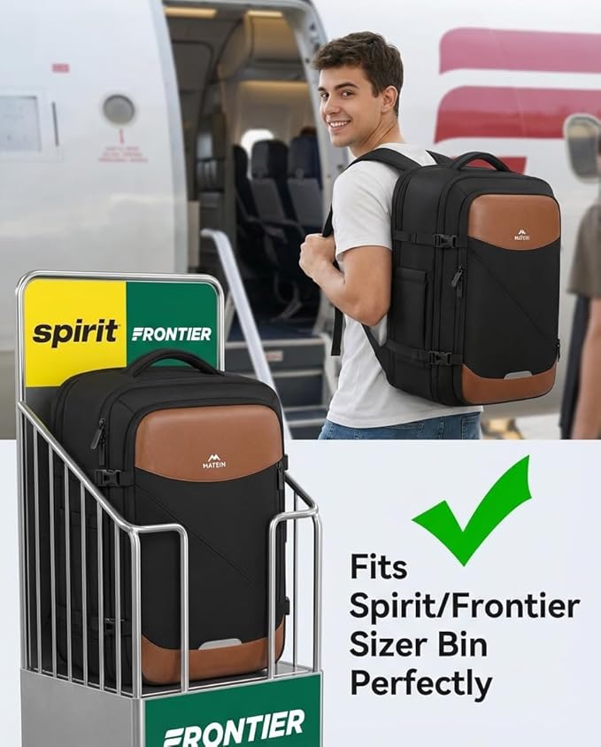 MATEIN Personal Item Travel Backpack 18x14x8, Airline Approved Spirit Personal Item Bag Fits 17" Laptop, Waterproof TSA Underseat Backpack for Airplanes Luggage with Tracker Pocket
