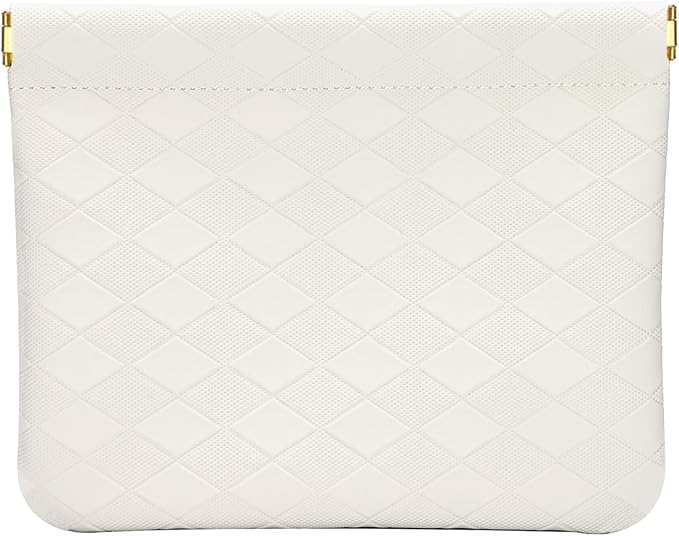 Leather Pocket Cosmetic Bag for Purse,Coin Purse Lipstick Cosmetic Accessories Organizer, Travel Kit Storage Pouch,Waterproof Portable No Zipper Self-closing (White/lozenge)
