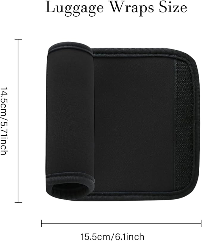 2 Pack Luggage Handle Wraps for Luggage Suitcase Travel Bags (Black)