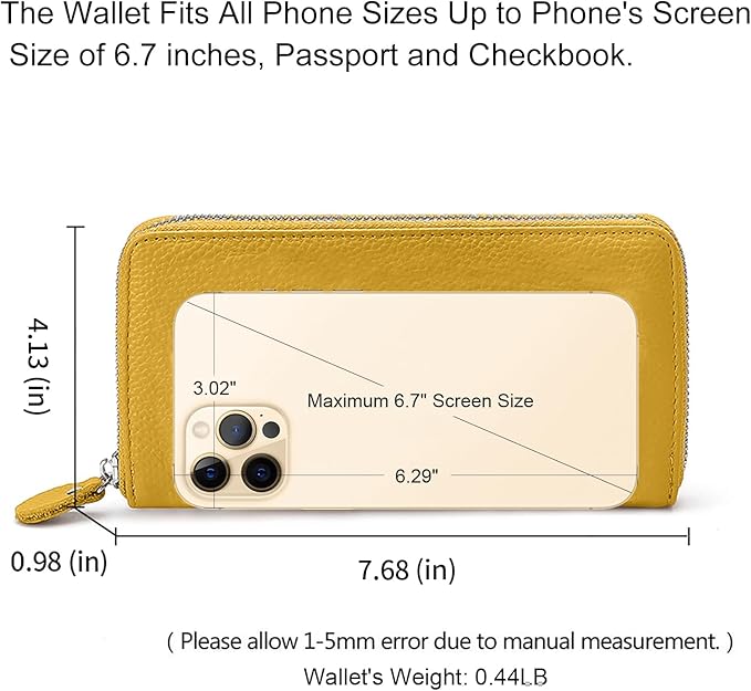 Moflycom Womens Wallet RFID Blocking Genuine Leather Zip Around Wallet Clutch Wristlet Travel Long Purse for Women