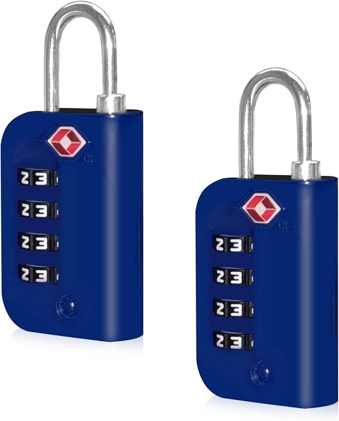 2 Pack TSA Approved Combination Lock for Luggage & Locker - 4 Digit Weatherproof Padlock, Secure Portable Small Lock for Travel, Gym, School, Suitcase, Storage