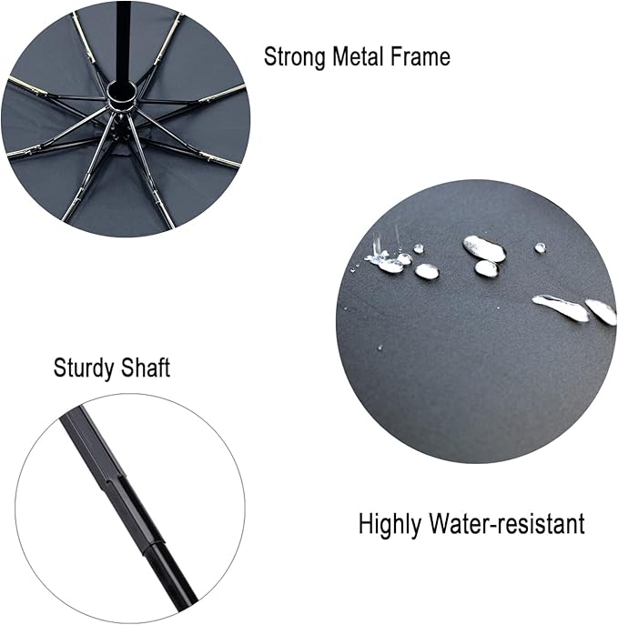 NPCQUN Travel Essentials Umbrella Windproof Compact Collapsible Light, Automatic, Strong and Portable, Wind Resistant Folding Small Umbrella for Rain