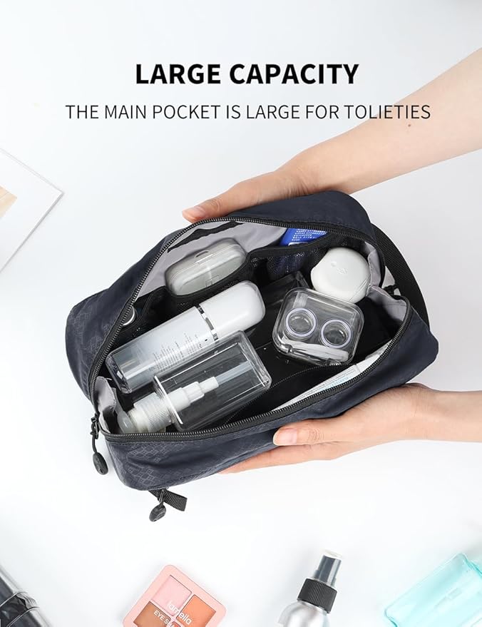 GOX Travel Small Toiletry Bag for Men Nylon Dopp Kit Medicine Bag Organizer Pouch Shave Kits for Teens Bathroom Compact Navy 9.8 * 4.3 * 3.3 Inches