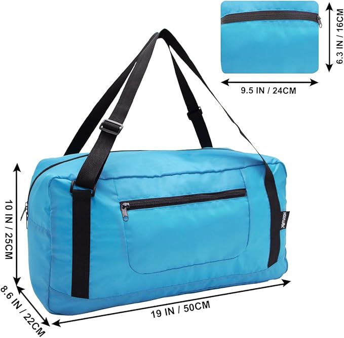 HOLYLUCK Foldable Travel Duffel Bag For Women & Men Luggage Great for Gym - sky blue