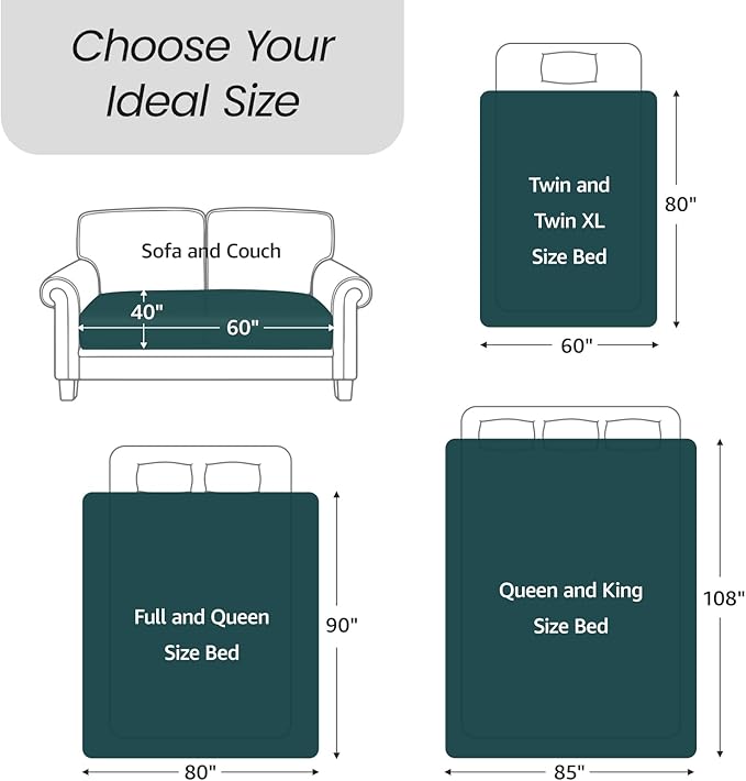 LOOBANI Waterproof Blanket for Bed: Reversible Leakproof Full/Queen Bed Blankets 80" x 90", Soft Flannel & Coral Fleece Couch Blanket Water Resistant for Couch Sofa, Family Camping, Green