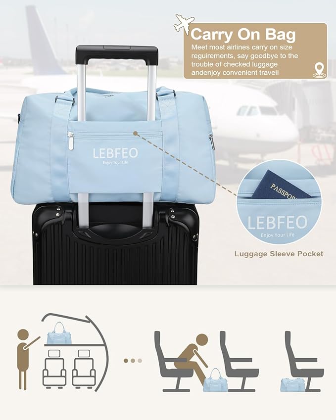 Travel Duffle Bag for Women Large Weekender Overnight Bags Gym Bag with Shoe Compartment Waterproof Hospital Bag Carry On Tote Bag for Airplanes,Blue