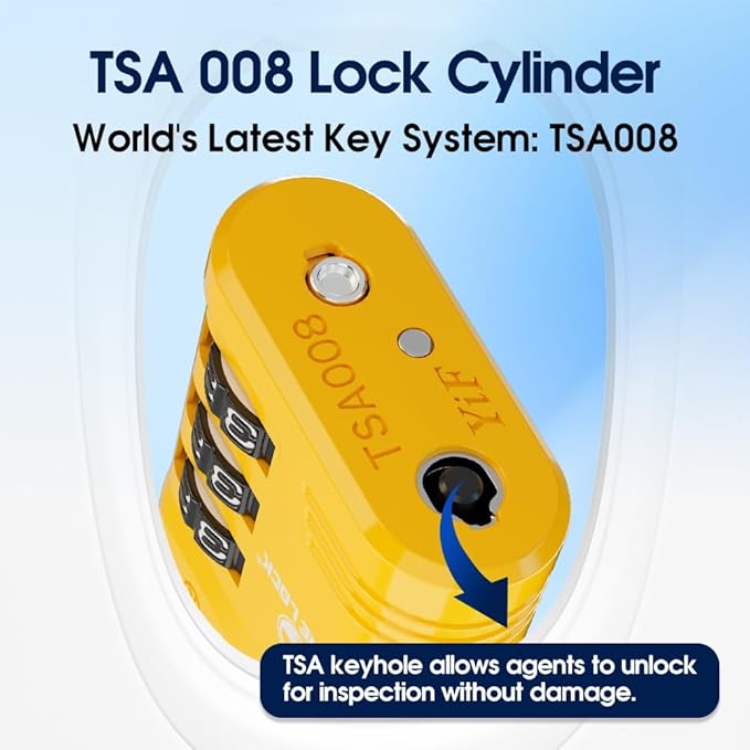 SURE LOCK TSA Approved Luggage Lock – 3-Digit Resettable Combination Padlock with Open Alert Red Dot, Large Easy-Read Dials for Suitcases, Backpacks, Gym & School Lockers(Yellow 2 pk)