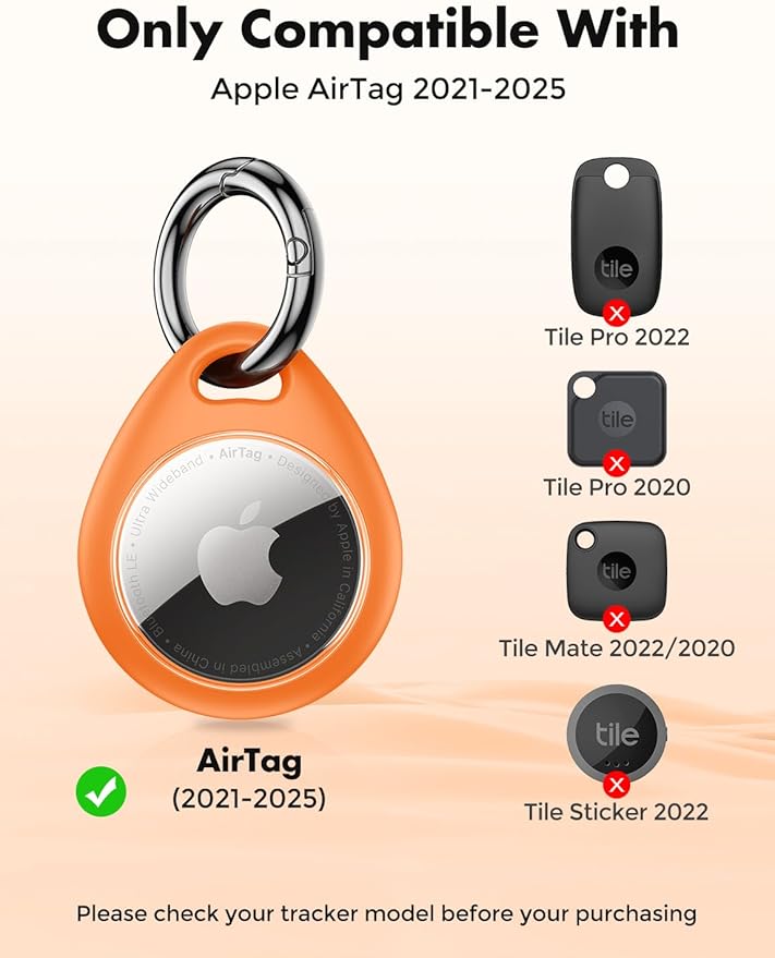 UNBREAKcable AirTag Holder for Apple - 4 Pack Air Tag Case [Fit Tightly Design] [Easy to Install] [Hold Securely] Waterproof TPU Protective Cover with Metal Keychain for Kids,Pet,Luggage,Backpack,Keys